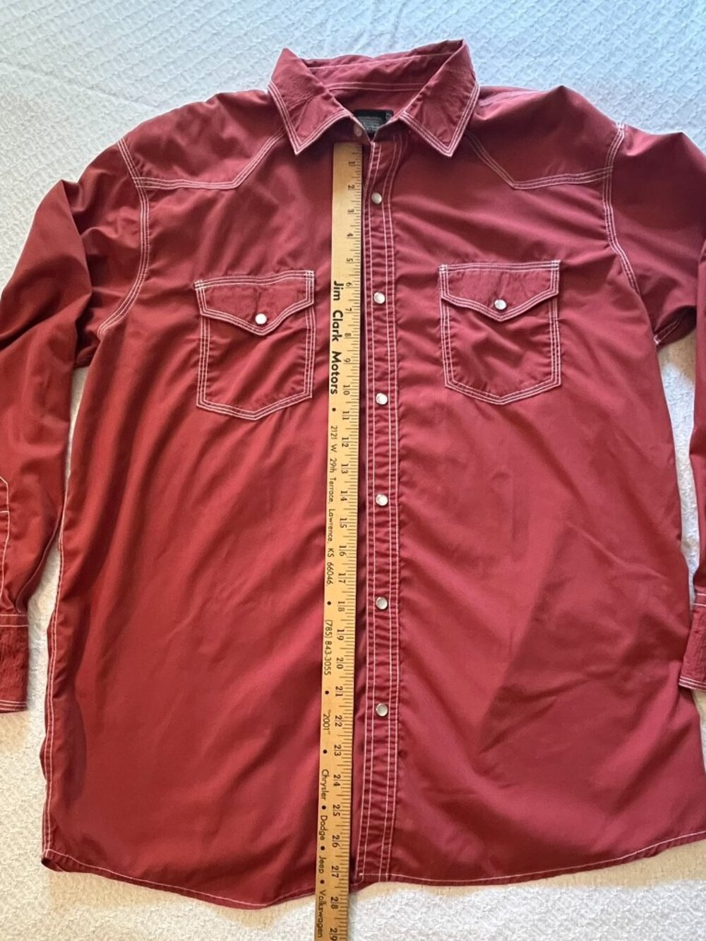 High Noon Large long sleeve pearl snaps western shirt salmon mens